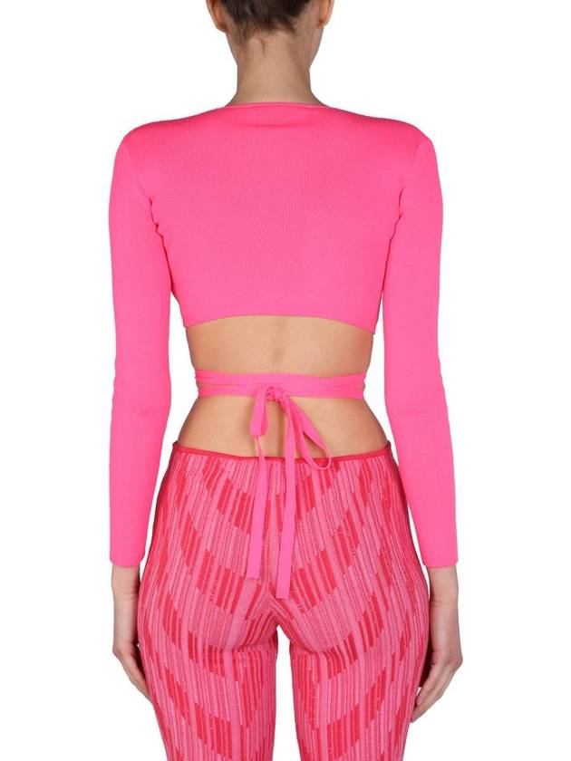 Women's Rib Crop Knit Top Pink - MSGM - BALAAN 4