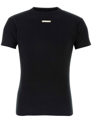 Fancy Rib Short Sleeve T-Shirt Black - MAISON MARGIELA - BALAAN 1