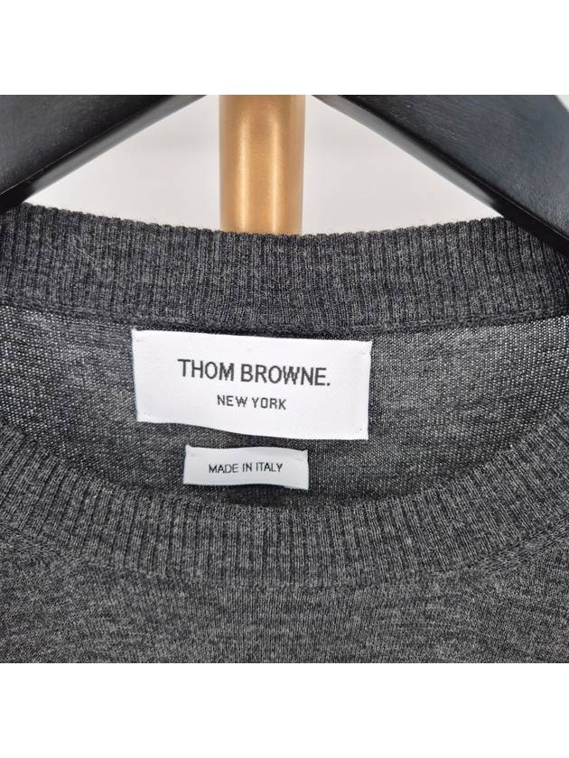 Merino wool diagonal armband knit gray - THOM BROWNE - BALAAN 4