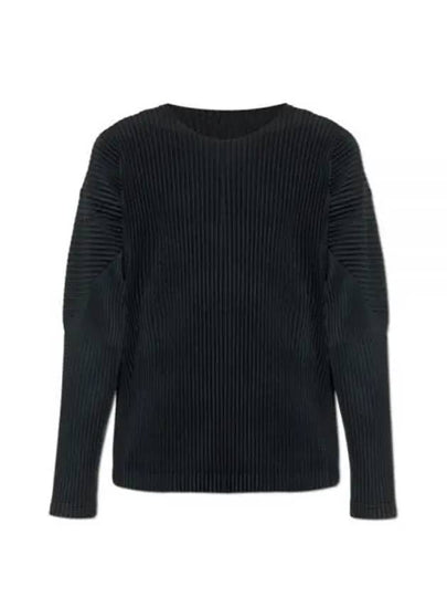 Pleated Long Sleeve T-Shirt Black - ISSEY MIYAKE - BALAAN 2