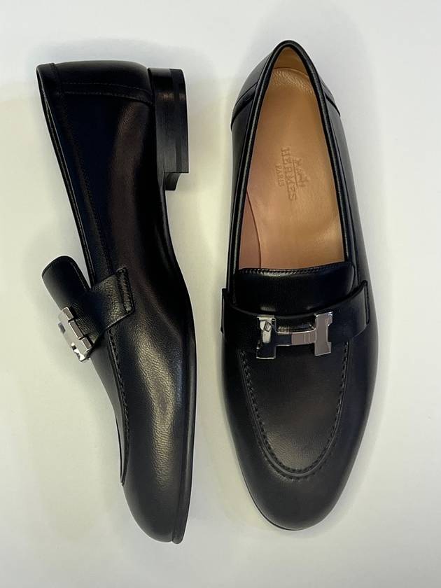 Paris Loafers Goatskin Palladium Noir - HERMES - BALAAN 4