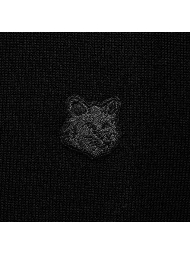 Bold Fox Head Patch V Neck Wool Cardigan Black - MAISON KITSUNE - BALAAN 3