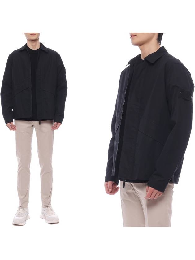 107F1 Ghost Weatherproof Cotton Canvas Overshirt Jacket Black - STONE ISLAND - BALAAN 2