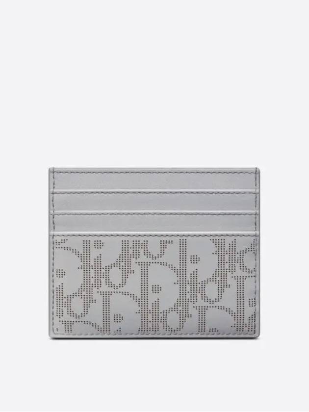 Oblique Galaxy Leather Card Wallet Grey - DIOR - BALAAN 3