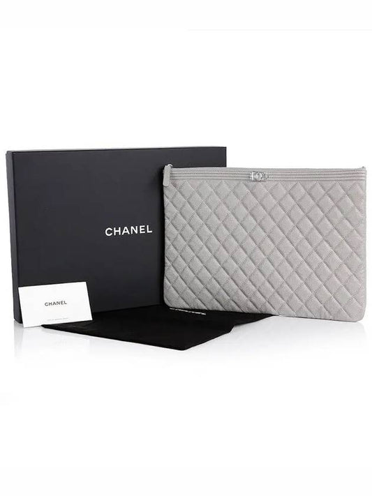 Boy Caviar Silver Logo Gray Large Clutch No 28 - CHANEL - BALAAN 2