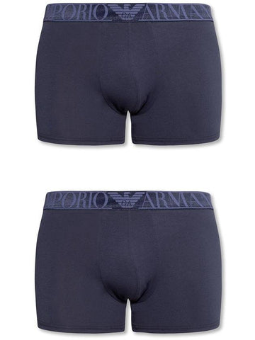 Men's Logo Banding Boxer Briefs 2 Pack Navy - EMPORIO ARMANI - BALAAN 1