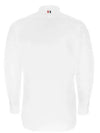 Men's Grosgrain Placket Solid Poplin Long Sleeve Shirt White - THOM BROWNE - BALAAN 4