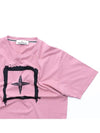 Stancil Printing Short Sleeve T-Shirt Pink - STONE ISLAND - BALAAN.