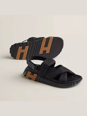 Electric Men's Sandals Black Gold Parachute H222871ZH02420 - HERMES - BALAAN 1