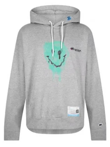 A11HD711 Gray Smiley Face Print Hoodie - MIHARA YASUHIRO - BALAAN 1