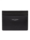 Smooth Leather Classic Logo Card Wallet Black - SAINT LAURENT - BALAAN 2