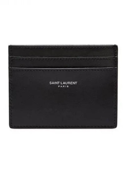 Smooth Leather Classic Logo Card Wallet Black - SAINT LAURENT - BALAAN 2