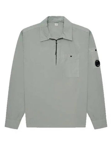 Men's Lens Wappen Half Zip Up Anorak Grey - CP COMPANY - BALAAN 1