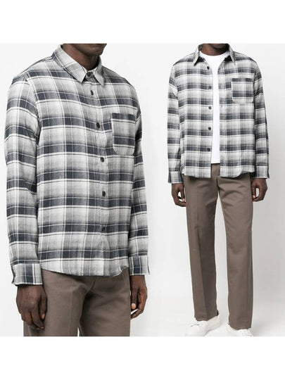 Trek Chest Pocket Check Over Long Sleeve Shirt Grey - A.P.C. - BALAAN 2