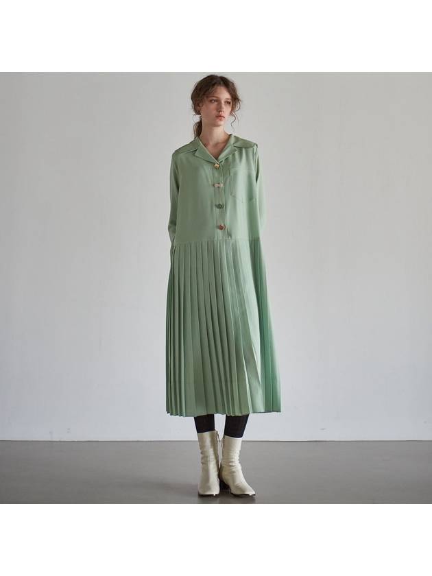 Women's Sailor Stitch Pleated Dress_Mint Green - MITTE - BALAAN 3