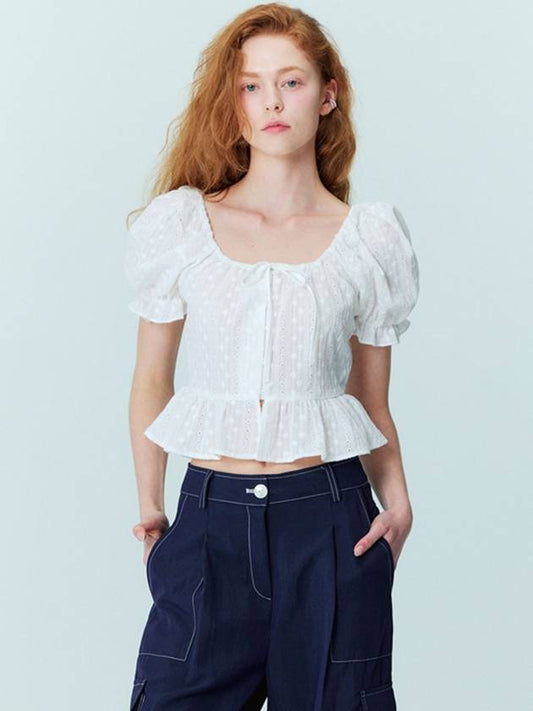 Flower embroidery puff blouse_white - OPENING SUNSHINE - BALAAN 1