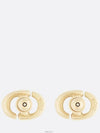 CD Navy Stud Metal Earrings Pink Gold Finish - DIOR - BALAAN 5