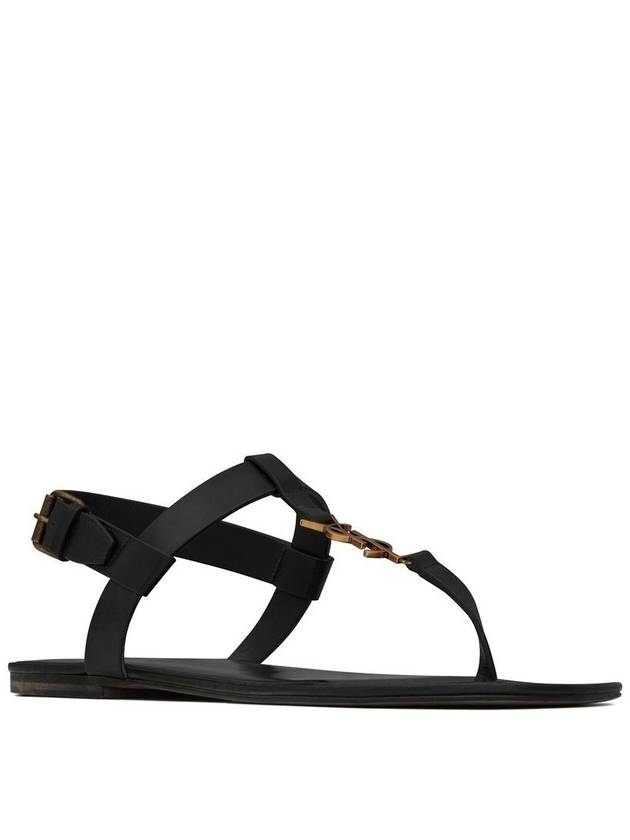 Men's Cassandra Strap Leather Sandals Black - SAINT LAURENT - BALAAN 4