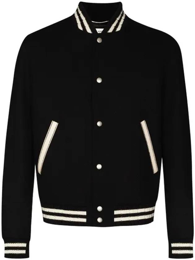 Teddy Wool Bomber Jacket  Black - SAINT LAURENT - BALAAN 2