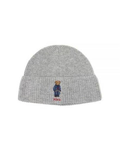 Bear Rib Knit Beanie Grey - POLO RALPH LAUREN - BALAAN 2