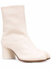 Leather Tabi Ankle Middle Boots Ivory - MAISON MARGIELA - BALAAN.