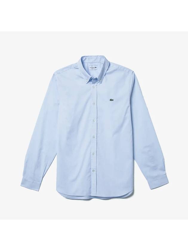 Men's Regular Fit Premium Long Sleeve Shirt Blue - LACOSTE - BALAAN 1