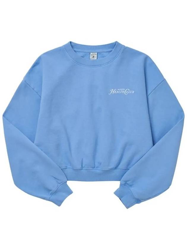 Women's Crop Logo Cotton Sweatshirt Blue - SPORTY & RICH - BALAAN 5