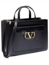 V Logo Zipper Leather Shoulder Bag Black - VALENTINO - BALAAN 2