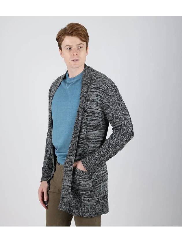 Men's multicolor sleeve woven pocket shawl cardigan KA113 - IKALOOOK - BALAAN 3