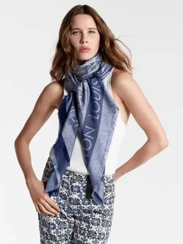 Muffler Scarf Rock and Go Denim Shawl Blue Dark M79942 - LOUIS VUITTON - BALAAN 1