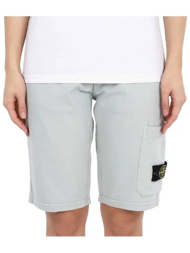 Kids Wappen Patch Fleece Shorts Grey - STONE ISLAND - BALAAN 3