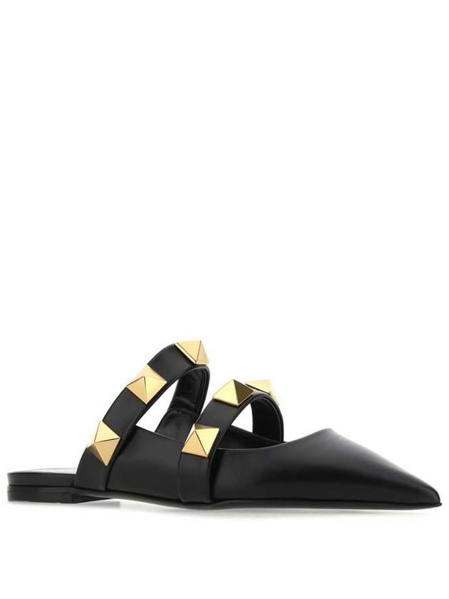 Roman Stud Flat Mule Black - VALENTINO - BALAAN 3