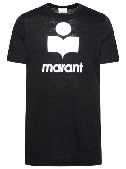 Karman Logo Print Linen Short Sleeve T-Shirt Black - ISABEL MARANT - BALAAN 2