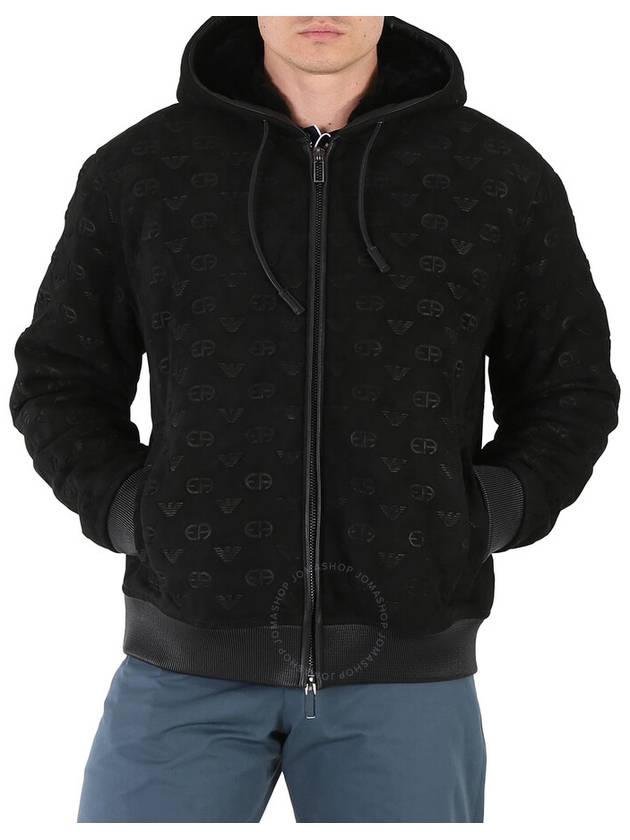 Emporio Armani Men's Black Logo-Embroidered Blouson Jacket, Brand Size 52 (US Size 42) - EMPORIO ARMANI - BALAAN 1