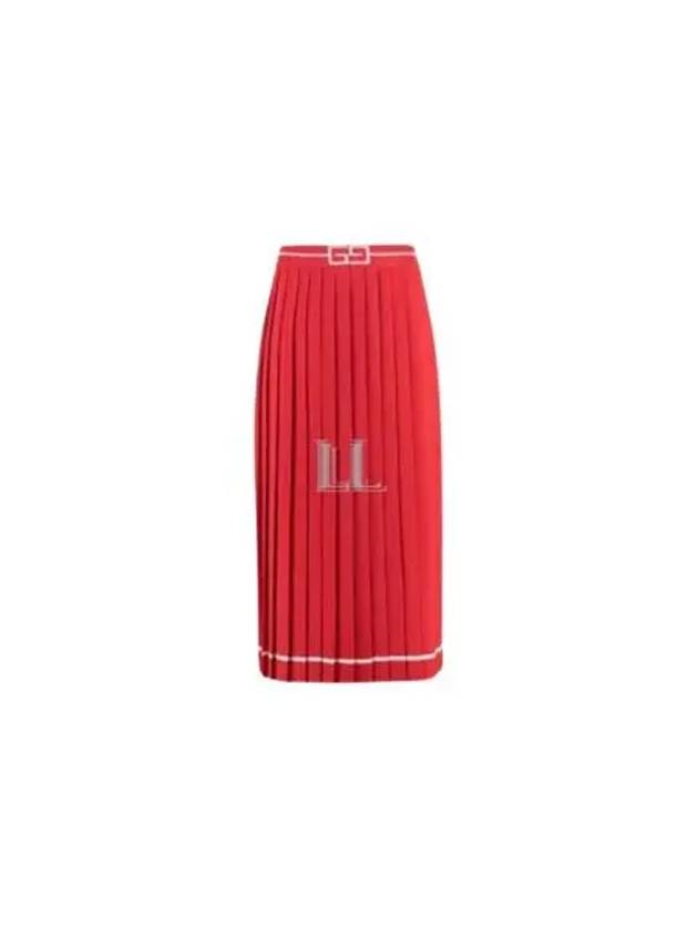 Wool Jacquard Pleated Skirt Red - GUCCI - BALAAN 2