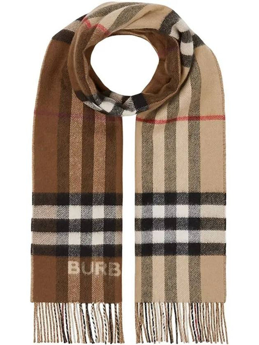 Contrast Check Cashmere Muffler Archive Beige Birch Brown - BURBERRY - BALAAN 1