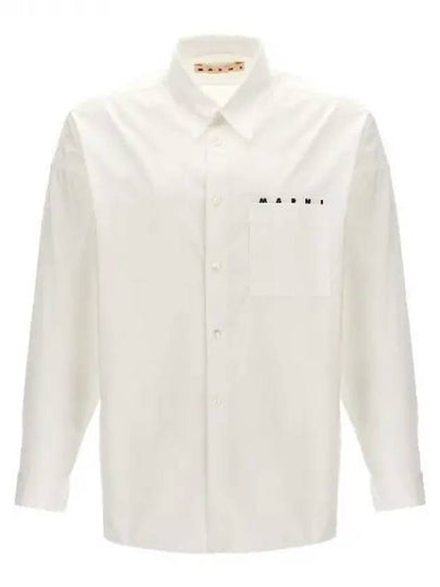 Logo Print Cotton Long Sleeve Shirt White - MARNI - BALAAN 2