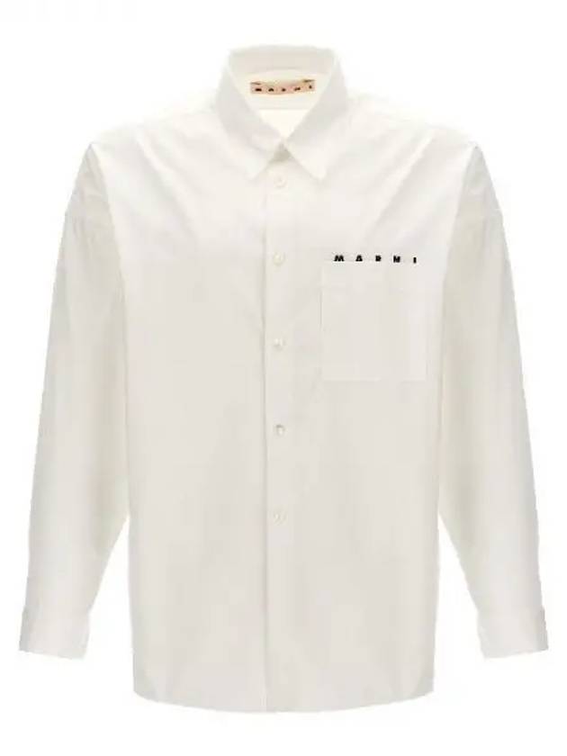 Logo Print Cotton Long Sleeve Shirt White - MARNI - BALAAN 2