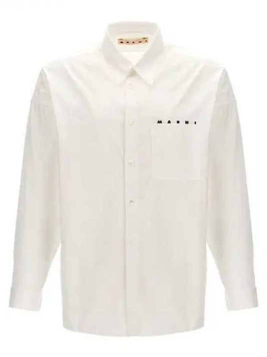 Logo Print Cotton Long Sleeve Shirt White - MARNI - BALAAN 2