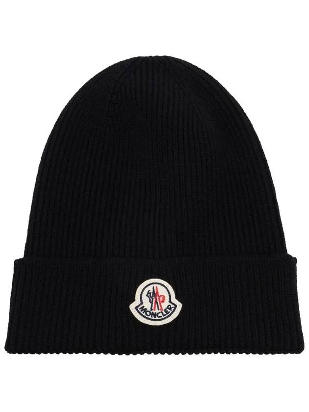 Logo Patch Beanie Black 3B705 00 A9342 999 - MONCLER - BALAAN 2