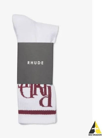 Men s Scramble Logo Socks White Maroon RHFW22SO070705000500 - RHUDE - BALAAN 1