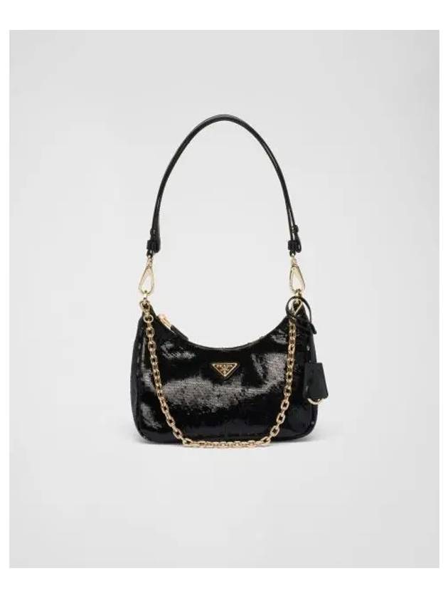 Re-Edition Re-Nylon and Sequin Mini Bag Black - PRADA - BALAAN 2