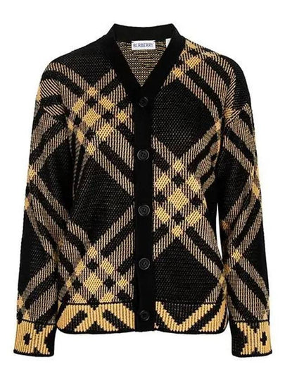 Kids Check Mesh Cotton Cardigan Yellow Black - BURBERRY - BALAAN 2