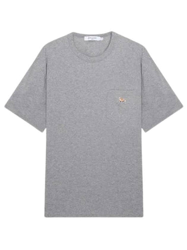 Baby Fox Patch Pocket Short Sleeve T-Shirt Grey Melange - MAISON KITSUNE - BALAAN 1