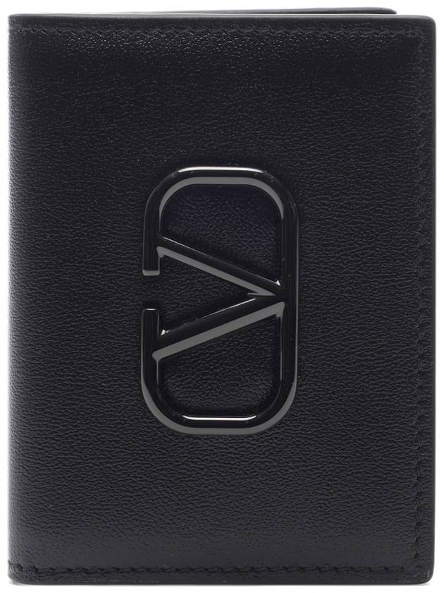 V Logo Signature Card Wallet Black - VALENTINO - BALAAN 3