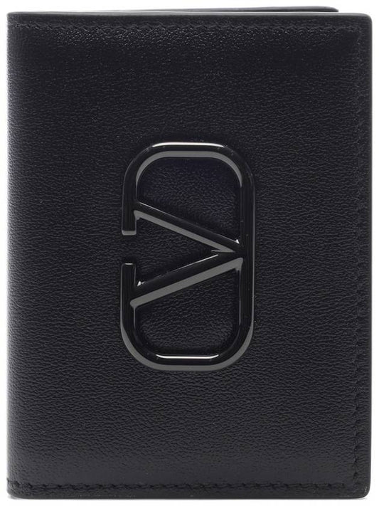 V Logo Signature Card Wallet Black - VALENTINO - BALAAN 2