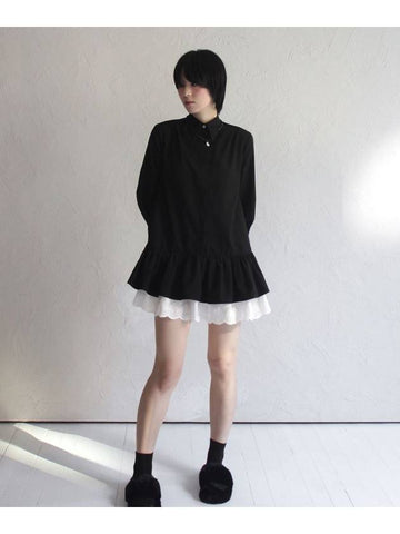 Ruffle Shirt Mini Dress BLACK Women s - RUBATI - BALAAN 1