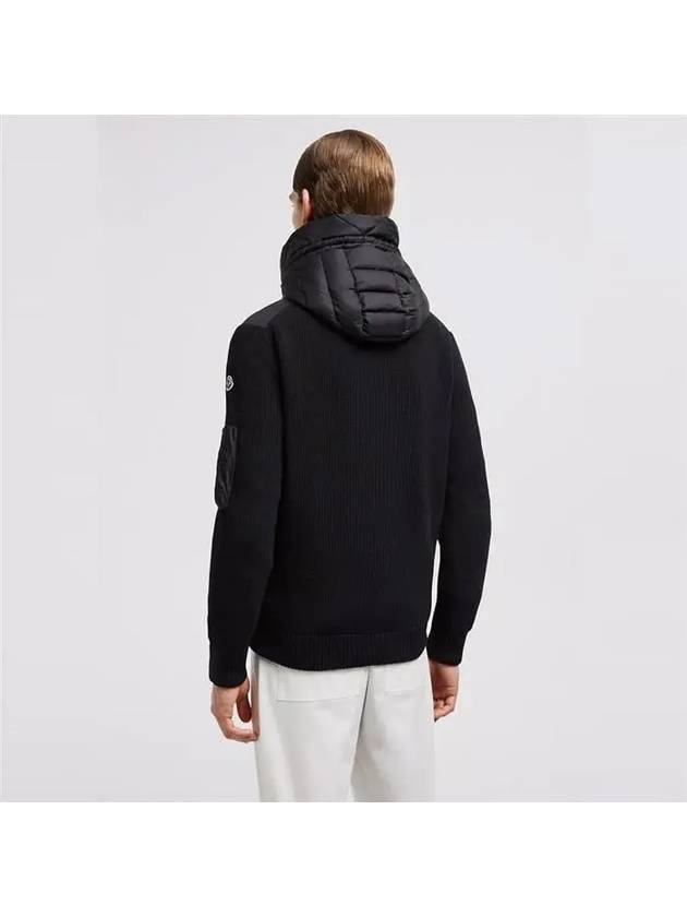 Logo Patch Padded Wool Cardigan Black - MONCLER - BALAAN 6