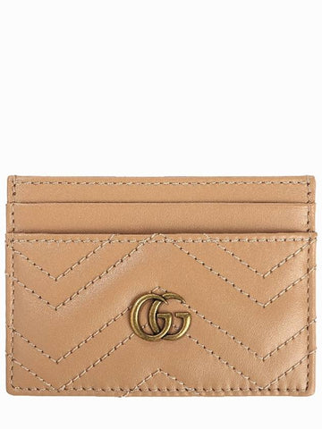 GG Marmont Chevron Card Wallet Beige - GUCCI - BALAAN 1