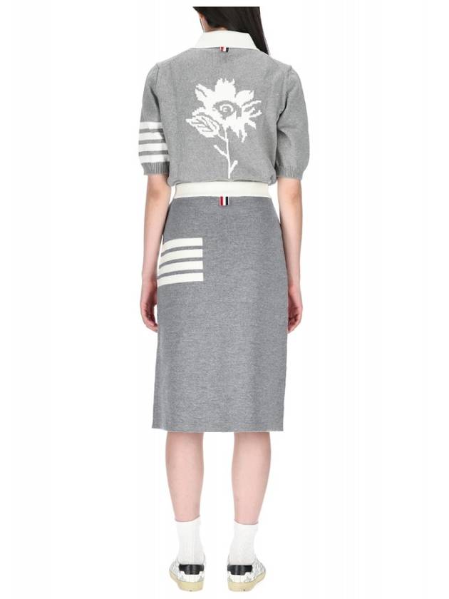 Double Face Merino 4 Bar A-Line Skirt Light Grey - THOM BROWNE - BALAAN.